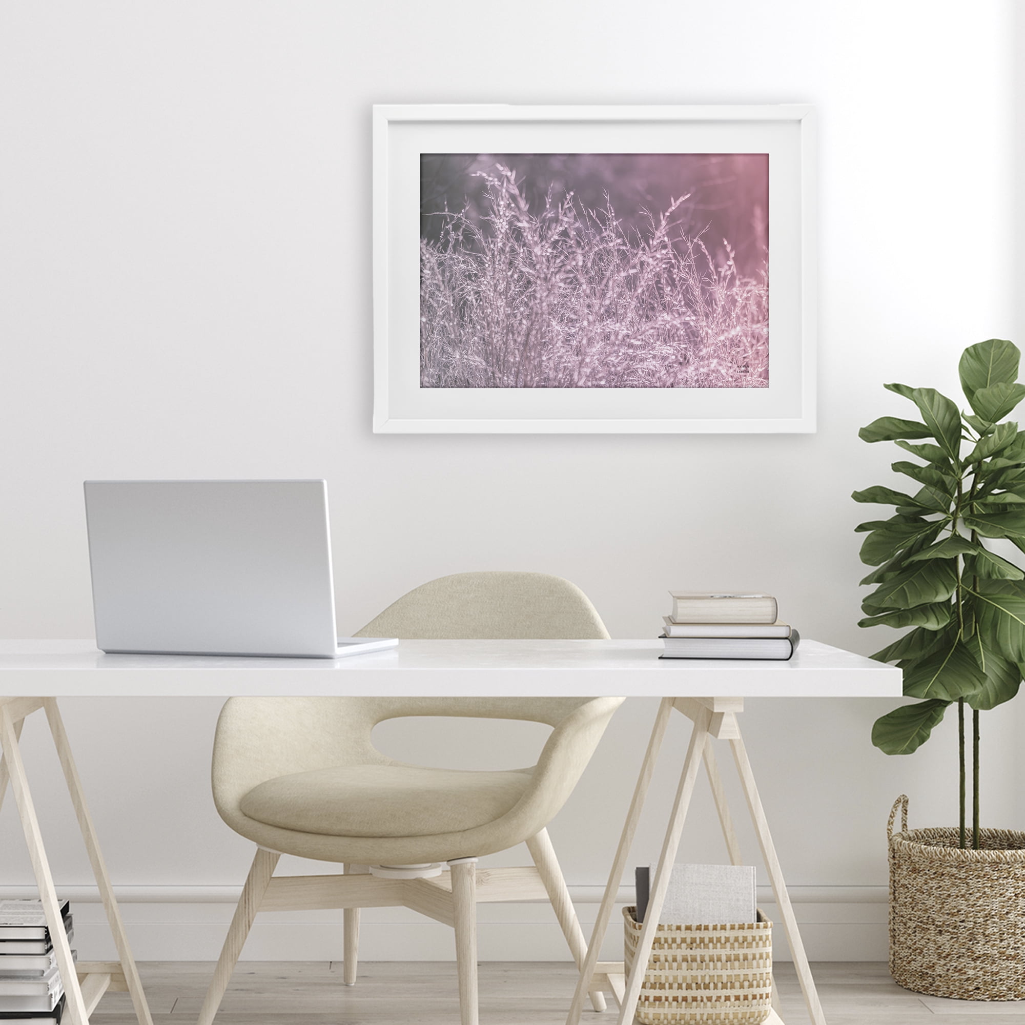 Stupell Industries Pink Morning Gentle Meadow White Framed Print Under Glass, design by Nathan Larson