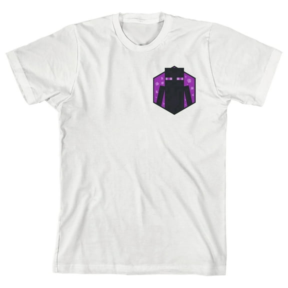 Minecraft Franchise Enderman Badge Youth White Graphic Tee-Large