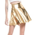 thumbnail image 2 of IBTOM CASTLE Women Shiny Metallic Flared Pleated A-Line Ballet Dance Flared Skater Skirt S Gold, 2 of 8