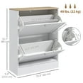 thumbnail image 3 of HOMCOM Slim Shoe Cabinet with 2 Flip Drawers Adjustable Shelves White, 3 of 10