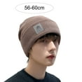 thumbnail image 6 of dianhelloya Warm hat Men Hat Solid Color Labeling Brimless Stretch Coldproof Beanie Hat Autumn Winter Plush Lining Ear Protection Hat Streetwear Pink, 6 of 8
