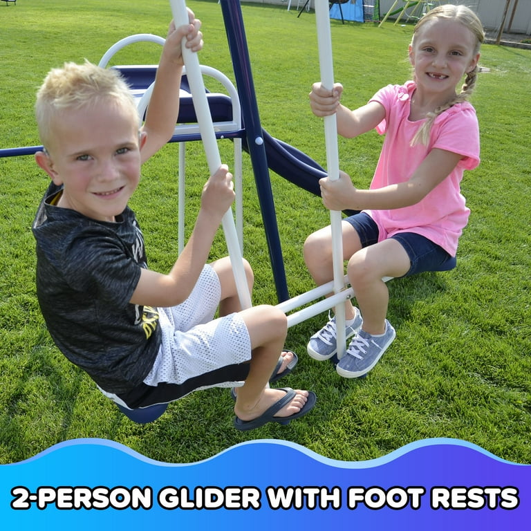 Sportspower Almansor Metal Swing Set with Glide Ride, Trampoline