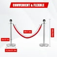 thumbnail image 2 of Stainless Steel Stanchion Post Set, 5 ft Red Velvet Rope Crowd Control Barriers with Sand Injection Hollow Base, for Party Wedding Red Carpet Events, 4 or 8 Pack, Gold or Silver, 2 of 7