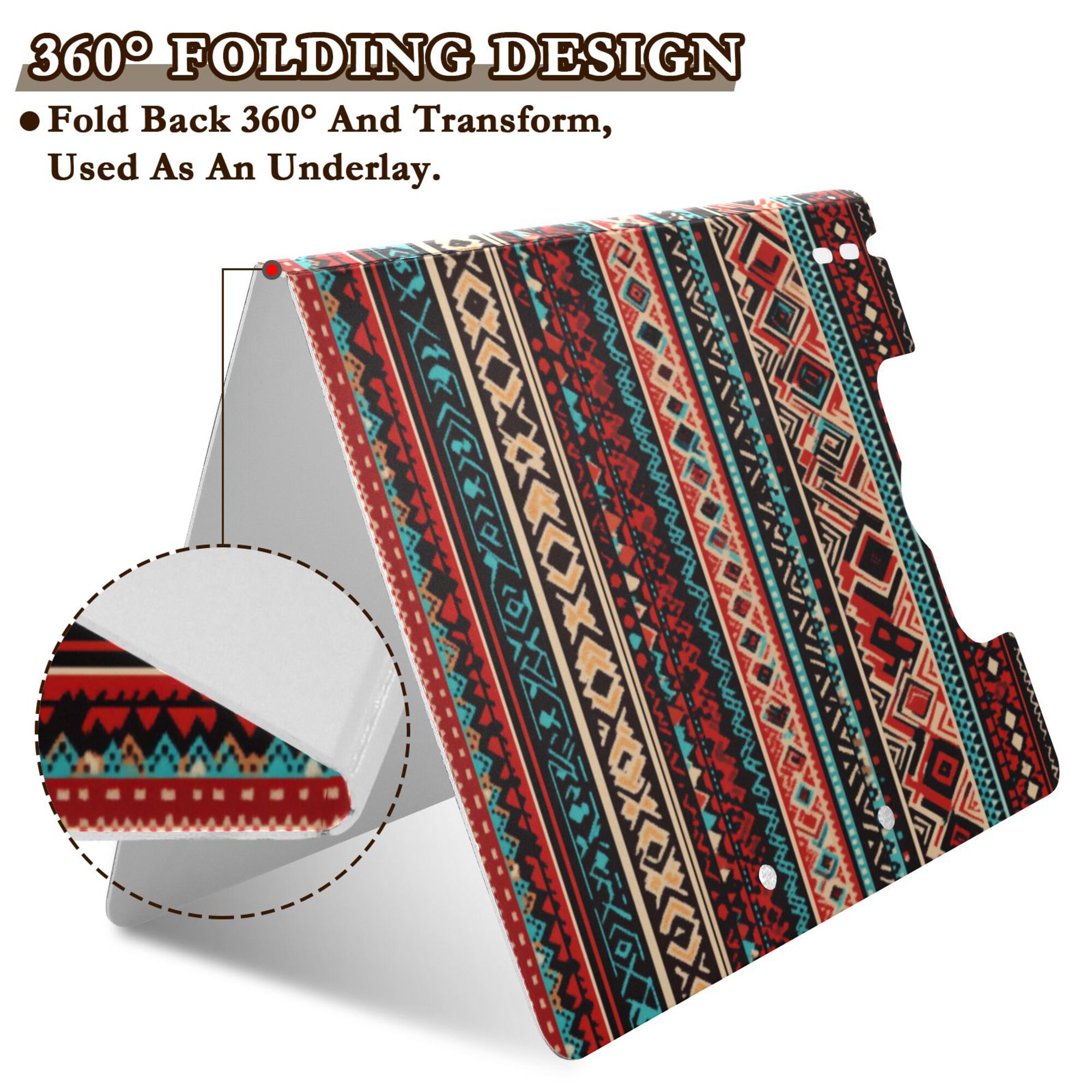FORMRS A4 Clipboard Folder with Pen Holder Horizontal Foldable School Office Binder, Tribal Geometric