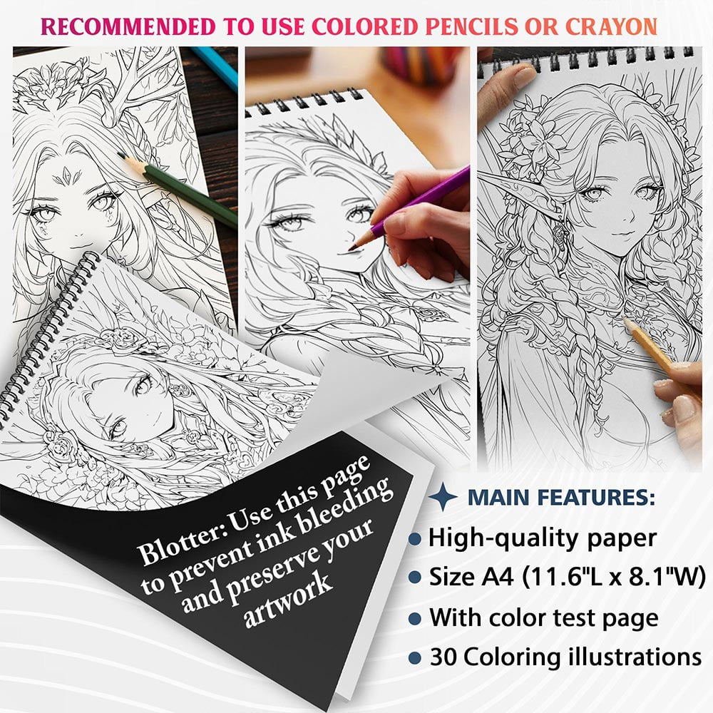 NETHOUSE Fairy Of Nature Coloring Book For Adults Relaxation & Stress Relief, 30 Coloring Pages of Forest Fairies, Nature Spirits, Enchanted Woodland Creatures, and Magical Garden Scenes