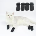 thumbnail image 4 of Botas antiarañazos para gatos, 4 piezas para mascotas, gatos, corte de baño, afeitado de uñas, cubierta de pie antiagarrotamiento, protector de pata negro pequeño Colco Cubierta de pies de gato, 4 of 8