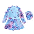 thumbnail image 4 of 5-6 T Kids Bathing Suits Girls Long Sleeve Sun Protective Swimsuit With UPF 50 Rash Guard For Beach Pool Activities, 4 of 4