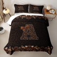 thumbnail image 2 of Homewish Brown Leopard Print Twin Quilt Set for Girls Women, Monogrammed A Twin Coverlet Set, 2 of 7