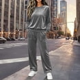 thumbnail image 2 of successthop Velour Sweatsuits 2PCS Sets Womens Long Sleeve Crewneck Tops and Pant Casual Tracksuit with Pockets, 2 of 9