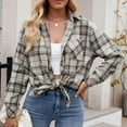 thumbnail image 4 of CaComMARK PI Women's Plaid Button Shirt Long Sleeve, All-Cotton Soft Pocket Brushed Casual Shirts Top Jacket flash sales today deals prime clearance, 4 of 6