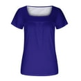 thumbnail image 4 of ALLLIST Womens Tops Plus Size Blue Flounce Solid Short Sleeve Square Neckline T-Shirts Womens Shirts Plus Size S, 4 of 4