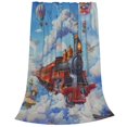 thumbnail image 2 of Susaid Cartoon Train Hot Air Balloon Print Microfiber Cleaning Cloth, Multi-Functional Cleaning Towels, Highly Absorbent Cleaning Rags,Cleaning Cloths for Car Kitchen Home-40"x30", 2 of 7