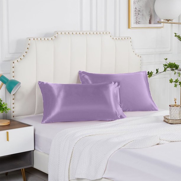 Funda de almohada de satén Ycandiee para cabello y piel, juego de 2 fundas de almohada de tamaño estándar, lujosas y suaves fundas de almohada de satén (paquete de 2, 50 x 76 cm), súper suaves,