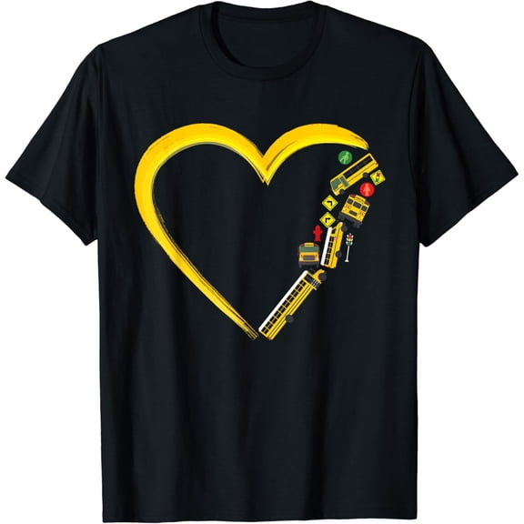 School Bus Driver Heart T-Shirt men and women can wear, black, white, gifts