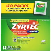 Zyrtec 24 Hour Allergy Relief Tablets, 10 mg Cetirizine HCl Antihistamine Allergy Medicine, 14 ct