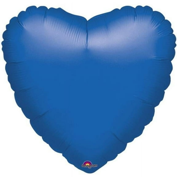 18 inch Heart - Metallic Blue Anagram Foil Mylar Balloon - Party Supplies Decorations