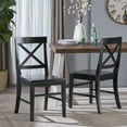 thumbnail image 2 of GDF Studio Earnest Farmhouse Acacia Wood Dining Chairs, Set of 2, Black, 2 of 10