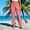 Pink, variant on FRSASU Women Cotton Linen Baggy Palazzo Pants Elastic Waist Beach Yoga Lounge Ankle Pants with Pockets Red