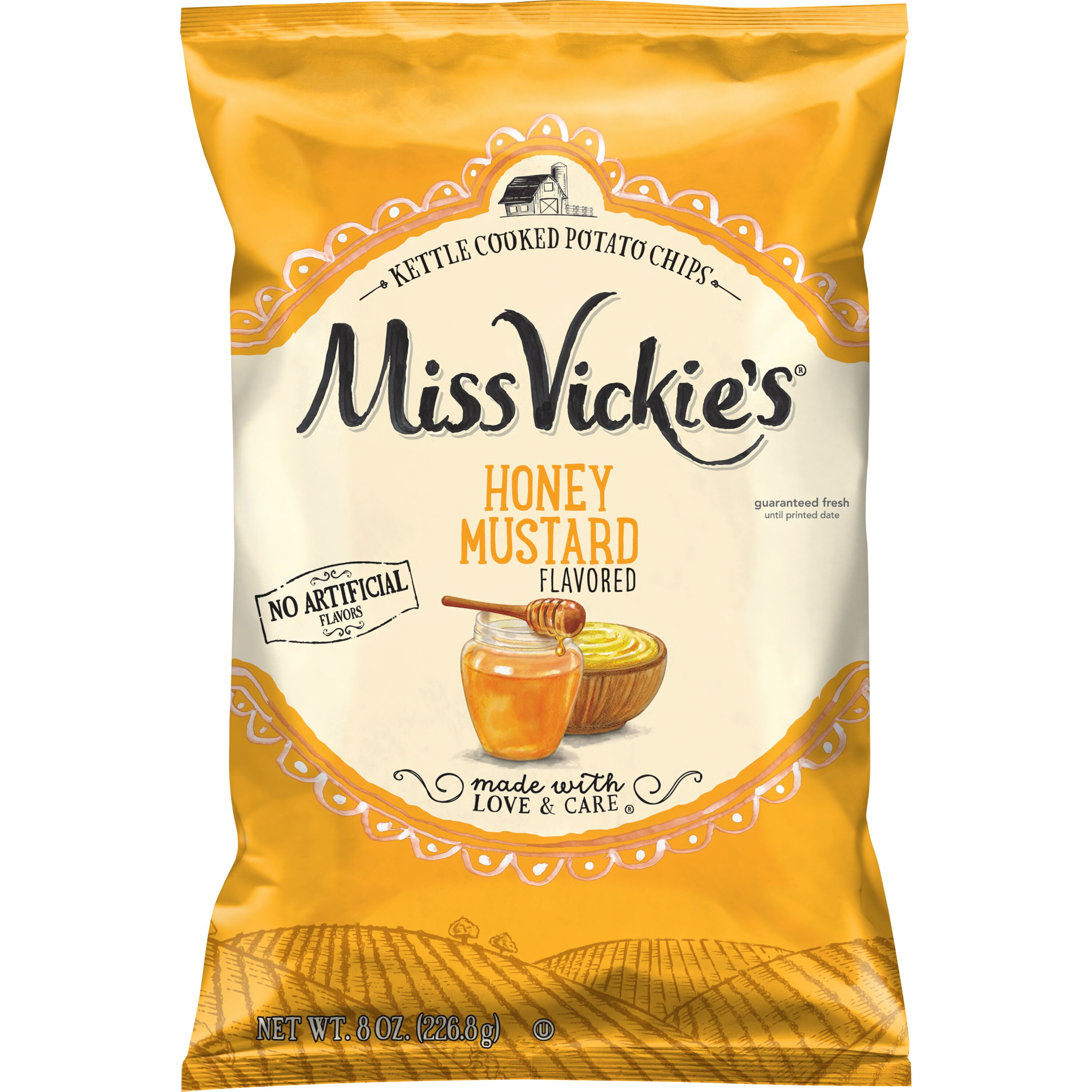 (3 pack) Miss Vickie's Honey Mustard Flavored Kettle Cooked Potato Chips, 8 oz Bag