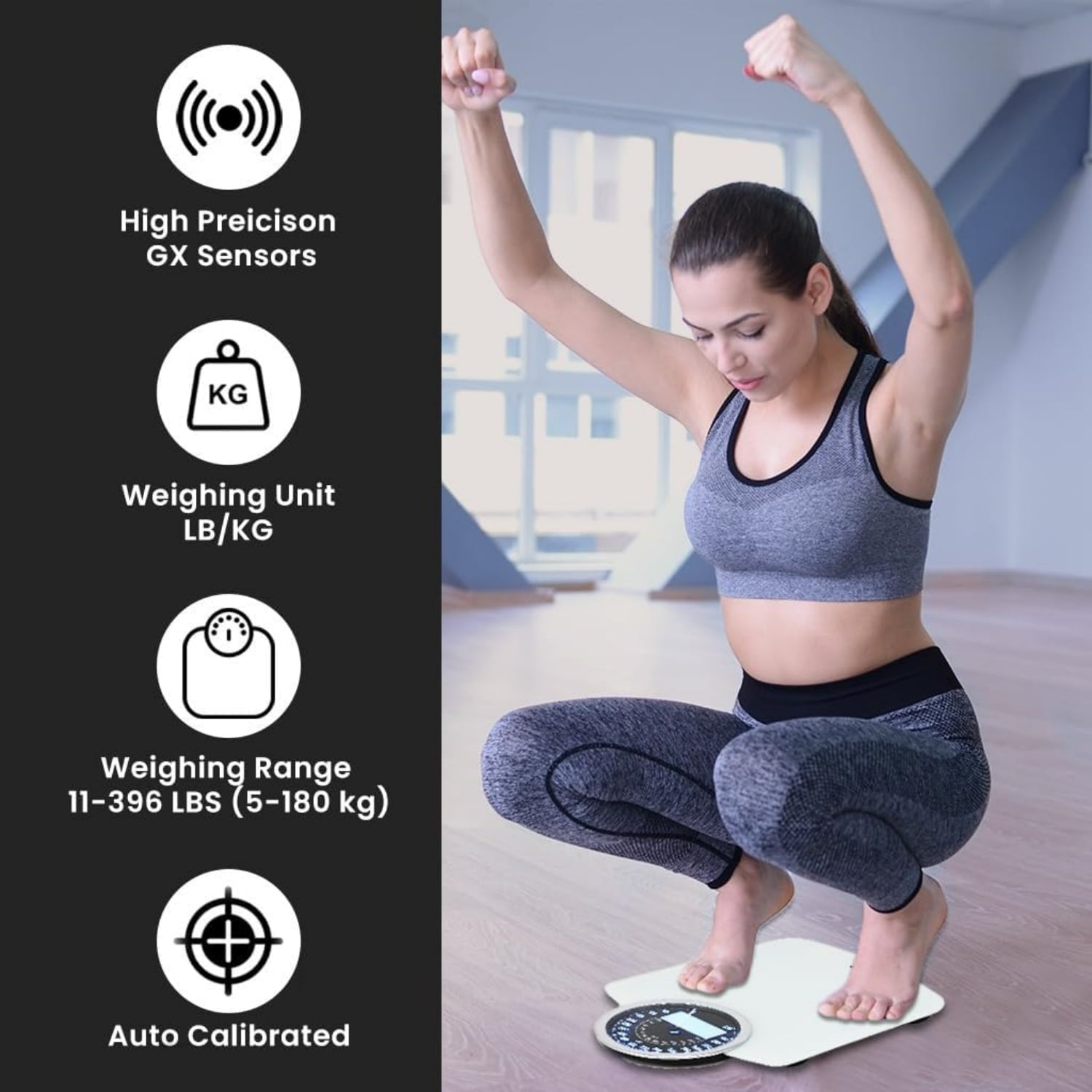 Highly Advance 2-in-1 Digital & Analog Weighing Scale for Body Weight-400lbs, 4 High Precison GX Sensor Accurate, Thick Tempered Glass, Extra Large Display (White)