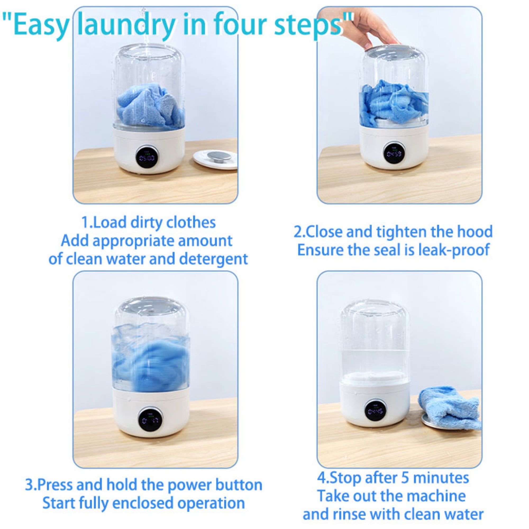 Mini Portable Washing Machine,4,000mAh Rechargeable Cordless Underwear Washer for Bras/Underwear/Socks, Perfect for Home, Apartment, Camping, and Travel Gifts for Mom Women