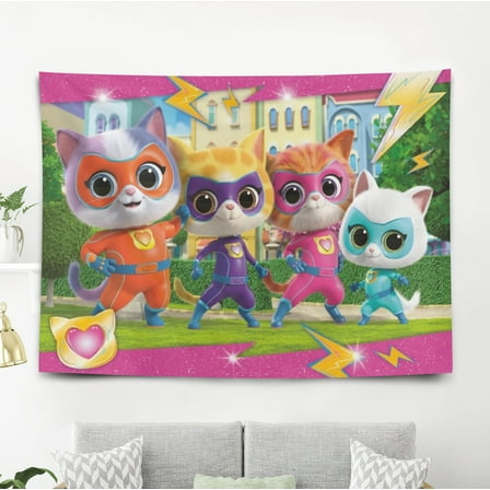 Super Kitties Tapestry Gift Wall Hanging Backdrop for Room Bedroom Girls Fans Background Banner Party Birthday Supplies Decor