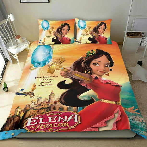 Elena de Avalor Conjunto de sábanas temático, trío de piezas, cómodo y amigable con la piel, diseño único, regalo de decoración para el hogar para familiares, amigos y fans, 90 cm * 190 cm
