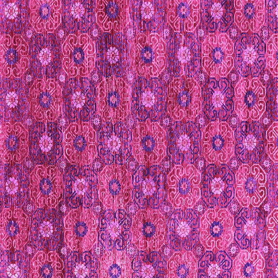 Ahgly Company Indoor Square Oriental Pink Industrial Area Rugs, 6' Square