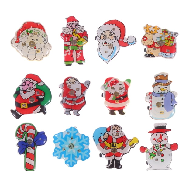 EeaseMX 25 broches navideños brillantes para el pecho, divertidos broches para solapa, como recuerdo navideño, para disfraz o decoración (estilo aleatorio).