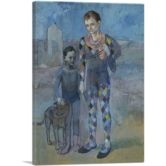 ARTCANVAS Two Acrobats with a Dog 1905 Canvas Art Print by Pablo Picasso - Size: 26" x 18" (0.75" Deep)