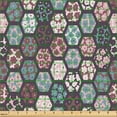 thumbnail image 2 of Ambesonne Geometric Fabric by the Yard Upholstery, Floral Motif Hexagon Grid, 3 Yards, Dark Mauve Cadet Blue, 2 of 5