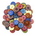 thumbnail image 1 of 100 botones de madera con estampado de flores para scrapbooking, costura, bolsos, disfraces y ropa. 25mm, 1 of 8