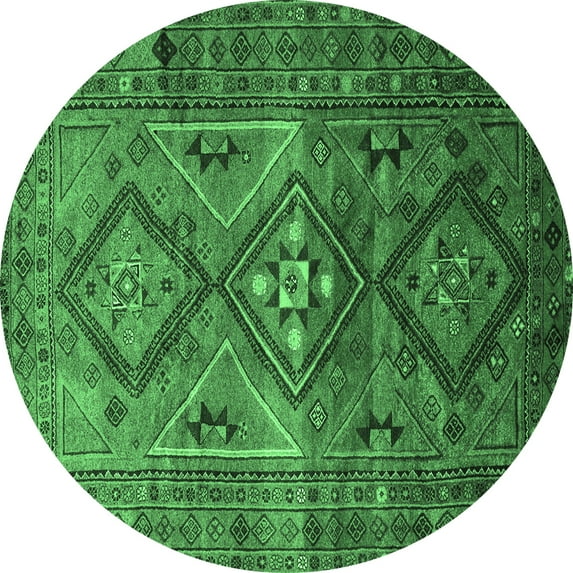 Ahgly Company Indoor Round Southwestern Emerald Green Country Area Rugs, 4' Round