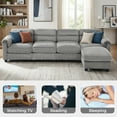 thumbnail image 6 of Bonzy Home Convertible Sectional Sofa With Ottoman, Ultra‑Comfort Seating – Configurable for Living Room & Family Room; Gray, 6 of 8