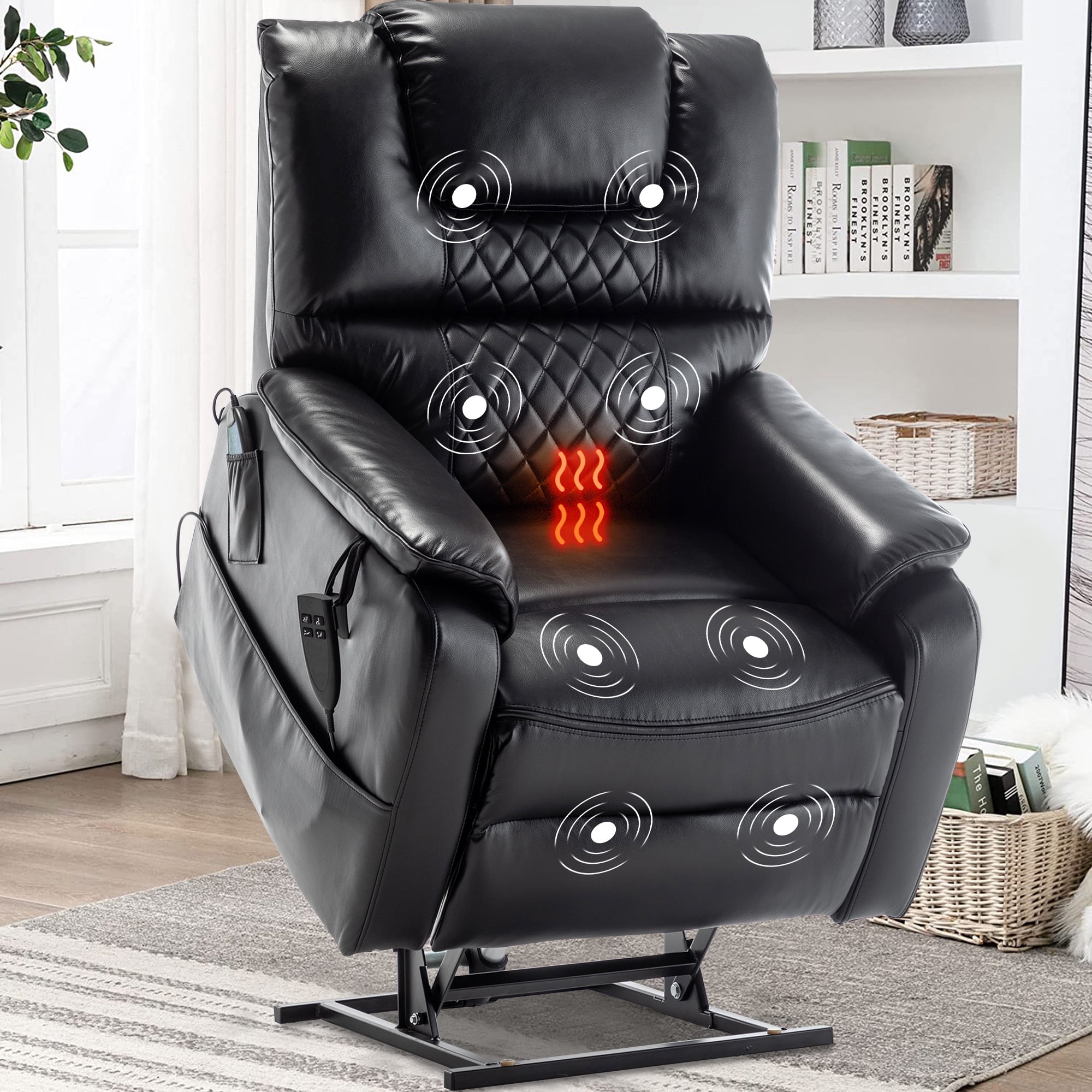 Halifax North America Manual 41.75 High Recliner Armchair PU Leather Lounge Chair with Adjustable Leg Rest | Mathis Home