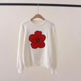 thumbnail image 4 of Suéter de mujer con bordado de flores de begonia para otoño e invierno, suéter ajustado de manga larga con cuello redondo, suéter de punto, top de moda vintage, 4 of 4