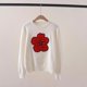 thumbnail image 4 of Suéter de mujer con bordado de flores de begonia para otoño e invierno, suéter ajustado de manga larga con cuello redondo, suéter de punto, top de moda vintage, 4 of 4
