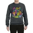 thumbnail image 3 of Colorful Majestic Neon Atric Wolf | Dean Russo Art Animal Lover Unisex Crewneck Sweatshirt, Charcoal, 2XL, 3 of 5
