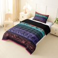 thumbnail image 2 of Homewish Retro Bohemian Flowers Twin Comforter Sets,Geometric Stripes Bedding Set,Red,Black Reversible,2-Piece,1 Comforter and 1 Pillowcase, 2 of 7