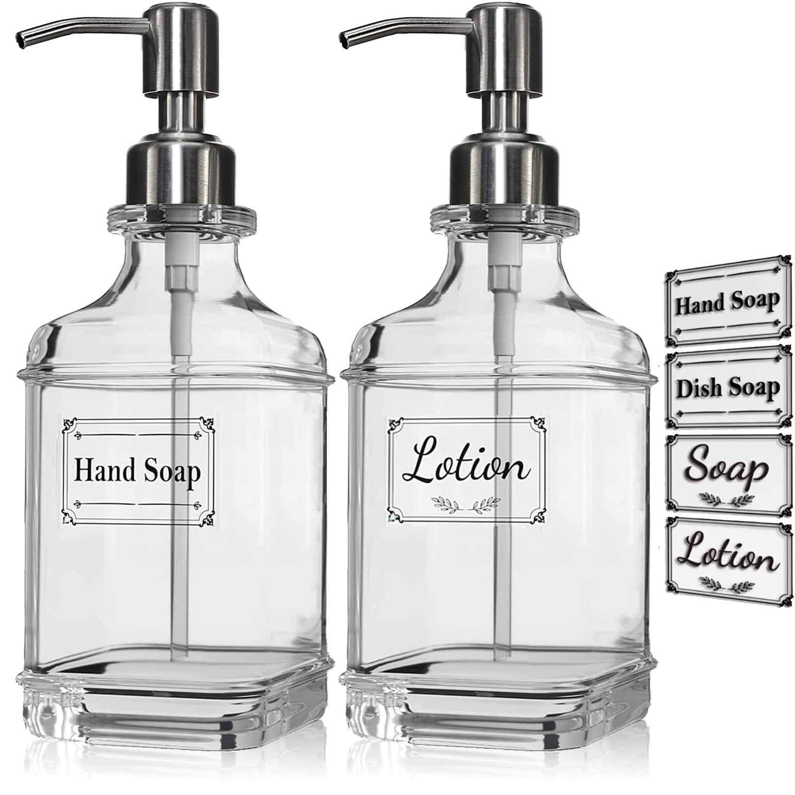 Bathroom Soap Dispenser, Clear Glass Bottle Liquid Soap Pump Dispenser