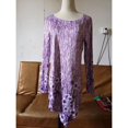 thumbnail image 3 of BJYX T-shirt Femme en Maille Imprimée Florale Ourlet Irrégulier Tunique Pull Manches Longues Col Rond Blouses, 3 of 5