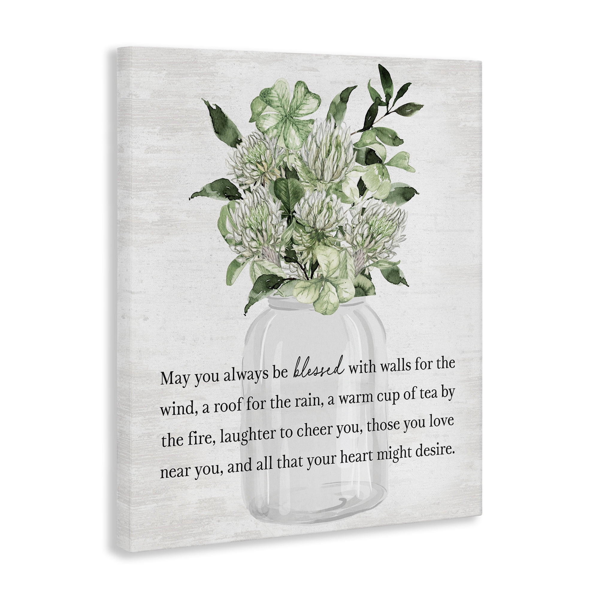 Stupell Industries Spring Floral Blessing Botanical & Floral Painting Gallery Wrapped Canvas Art Print Wall Art, 36 x 48