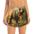 thumbnail image 2 of Balery Realistic Style Forest Dinosaur Pantalones cortos deportivos para mujer con forro y dos bolsillos, elásticos, para entrenamiento, gimnasio, yoga-X-Large, 2 of 7