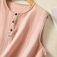 thumbnail image 4 of Generic Women Vintage Cotton Linen Tank Tops Summer Button Up Sleeveless Henley Shirts Loose Casual Blouse with Pockets, 4 of 4