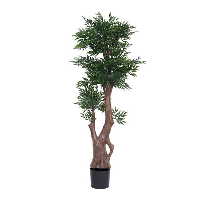 Vickerman 60" Artificial Ruscus Tree in Black Plastic Pot