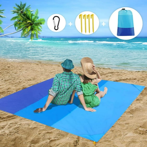 Waterproof Beach Mat 210X200CM Waterproof Sand Picnic Blanket Foldable Portable Beach Blanket 4 Fixings Suitable for Beach Picnic Camping Travel Outdoor Activities Blue Walmart en linea