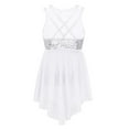thumbnail image 2 of YONGHS Kids Girls Sequined Sleeveless Irregular Lyrical Dance Dress Ballet Dancewear Costume White 16, 2 of 7