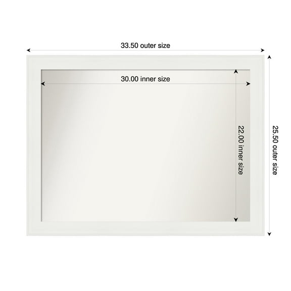Amanti Art Custom Wall and Bathroom Mirror (25.5 x 33.5 in.), Vanity White Narrow Frame