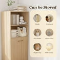 thumbnail image 5 of Montary Mobile L-Shaped Desk with Shelves & Wheels, Foldable & Expandable Office Desk for Small Spaces (Natural), 5 of 8