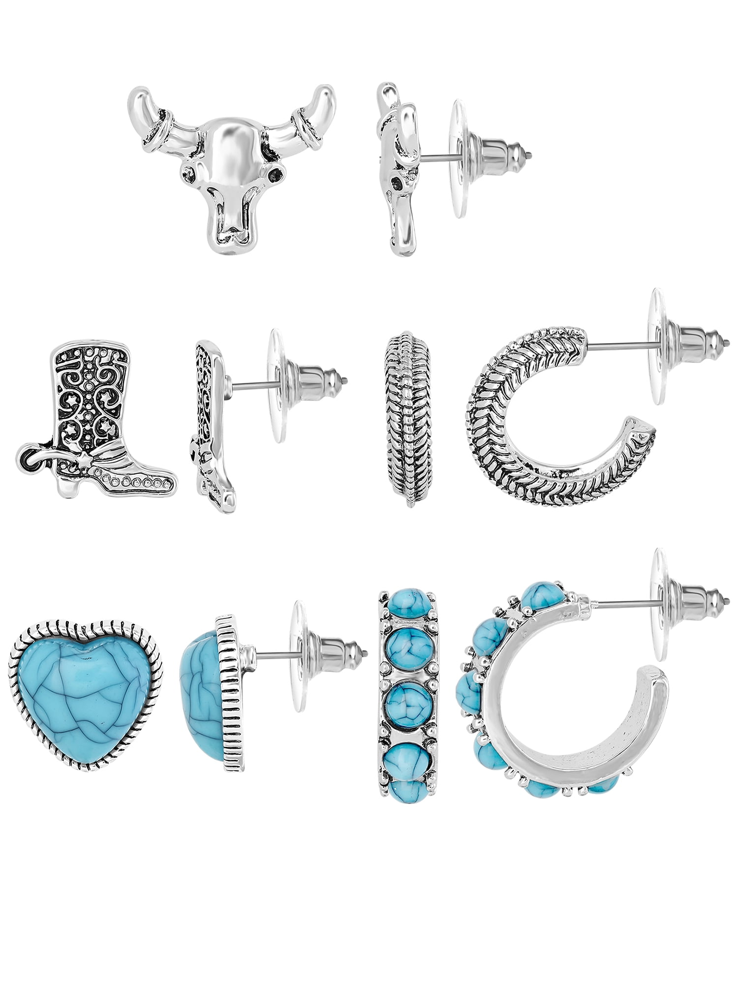 Jessica Simpson Women’s Faux Turquoise Earrings Set, 5 Pairs